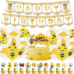 Décoration décoration thème abeille en nid d'abeille de gâteau de gâteau d'insertion de ballon de ballon de ballon anniversaire accessoires