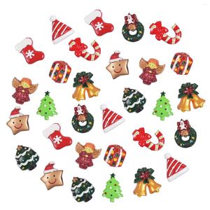 Feestdecoratie Behogar 30 stks Mini Kerst Serie Hars Plaksteen Charm Accessoires Voor DIY Mobiele Telefoon Case Oorbel Haarspeld Cristmas