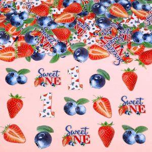Décoration de fête Berry First Birthday Decor 200pcs Strawberry and Blueberry Sweet One 1st Confetti Table