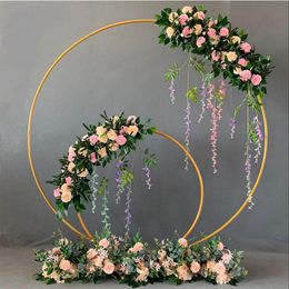 Party Decoratie Big Round Metal Wedding Arch Circle Balloon Stand met base decor achtergrond gesloten rekwisieten enkele bloemenparty