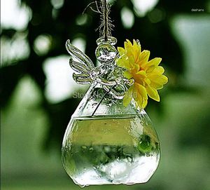 Decoración de la fiesta Gran tamaño Angel colgante Glass Flower Jarrón de flores Hidroponic Recipe de maceta Boda 10 piezas/lote