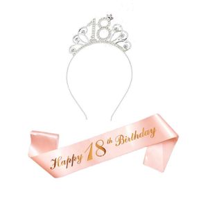 Decoración de fiesta de cumpleaños, regalo para adultos de 18 años, accesorios para el cabello con diamantes de imitación, conjunto de correa para el hombro, corona de ducha para niña, fiesta-C