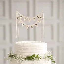 Décoration de fête anniversaire drapeau gâteau topper outils de boulangerie décor en papier heureux avec motif de lettre