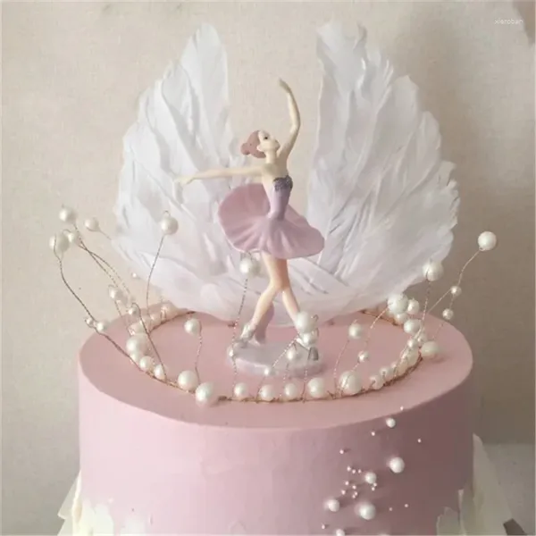 Décoration de fête, ornements de gâteau d'anniversaire, 3 pièces, chapeau de Ballet rose pour fille, cadeau de fête prénatale pour garçon