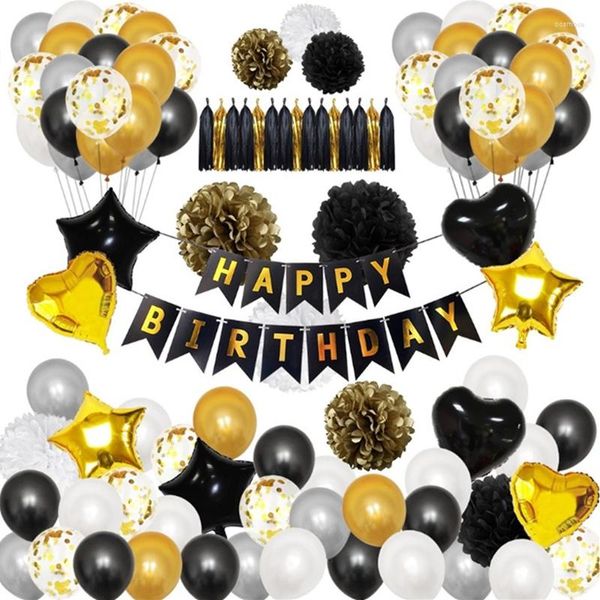 Décoration de fête, décorations d'anniversaire, ballons, bannière à franges, fournitures de Festival heureux, ballon pentagramme en forme de cœur