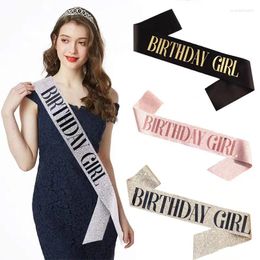 Decoración de fiesta Cumpleaños Glitter Satin Sash Suministros Niñas Princesa Correa de hombro Faja Cintas Mujeres Niños