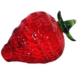 Décoration de fête Anniversaire Saint-Valentin Verre Rouge Collection Cristal Fruit Presse-papier Cadeau Petite Fraise Figurine Table Home Art