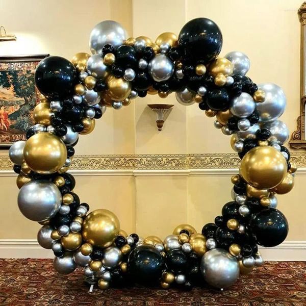 Décoration de fête Ballon noir et or Arch Kit Silver Ballons Garland Latex pour le mariage Boy Men Birthday