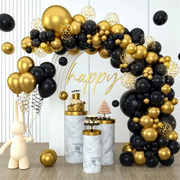 Décoration de fête Balon noir Garland Arch Kit Chrome Gold Larcs Balloons Baby Down Baby Shower