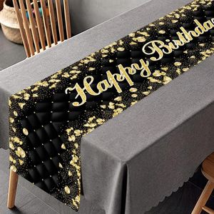 Décoration de fête Black Blue Gold Birthday Table Runner Nappecloth adulte 30 40 50 ANNIVERSAIRE MARIAGE Supplies