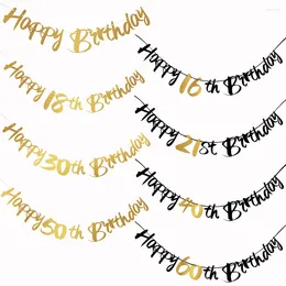 Party Decoration Black Gold Paper Streamer Hangen Birthday Banner voor 16 18 21 30 40 50 60 jaar oude verjaardag