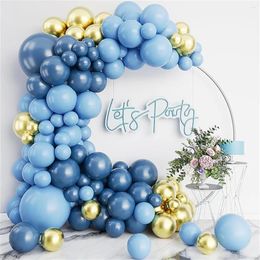 Decoración de fiestas Balloones azules Arch Kit Metallic Confetti Globo Garland Decoraciones de cumpleaños Baby Shower Bautismo Tema de boda Decoración