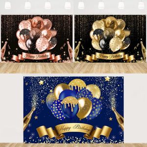 Décoration de fête Blue Gold Joyeux anniversaire Banner Banner Ballon Affiche étoile POZONE Mur