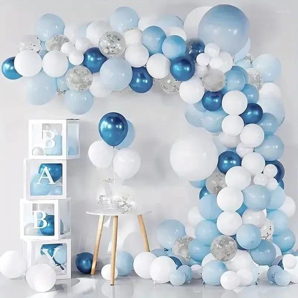 Décoration de fête Blue Silver Balloons Garland Arch Kit Wedding First Birthday Confetti Latex pour filles Baby Shower