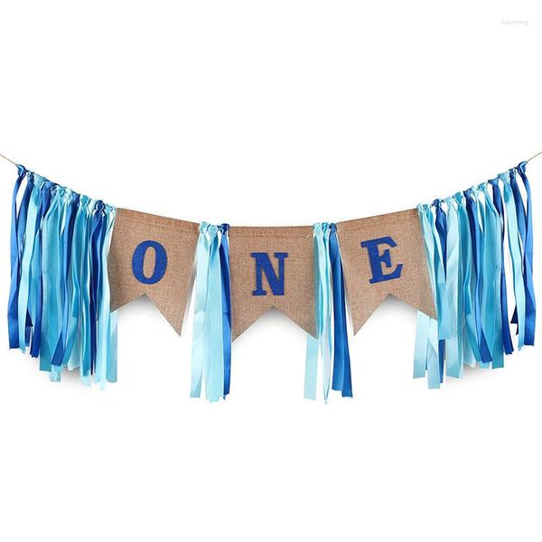 Décoration de fête bleu gland une bannière chapeau ensemble fille garçon 1er anniversaire bébé douche décorations banderoles guirlandes décor enfants cadeau