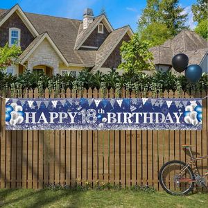 Décoration de fête Bleu Blanc Joyeux Anniversaire Bannière Ballon Drapeau Adulte 30e 40e 50e 60e Fournitures Bruant Anniversaire