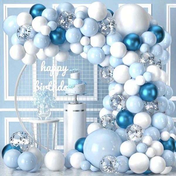 Décoration de fête bleu blanc silvery balloonbirthday winter wonderland mariage bachelor bachelor balloons balloons garland arch kit