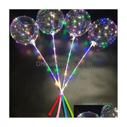 Décoration de fête Bobo Ball LED Ligne avec poignée de bâton Contrôle des ballons de chaîne d'onde clignotant pour l'anniversaire de mariage de Noël Dhep8
