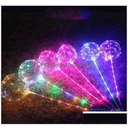 Décoration de fête Bobo Ball LED Ligne avec poignée de bâton Ballons de ficelle d'onde clignotant pour Noël Anniversaire de mariage Accueil Dro Dhvbg