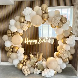 Décoration de fête Boho mariage ballon arc ensemble joyeux anniversaire ballons guirlande Kit bébé douche métallique Chrome or Latex