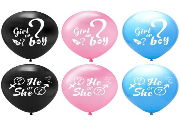 Party Decoration Boy Girl Ballons de 12 pouces Sexe révèlent il ou elle le latex Ballons Black Blue Rose blanc gonflable Globos Toys Baby1423564