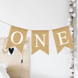 Party Decoration Boy Girl First Birthday Gunsten een jaar oude baby High Chair Flag Banner PO rekwisieten Seleveries herdenkingsdag