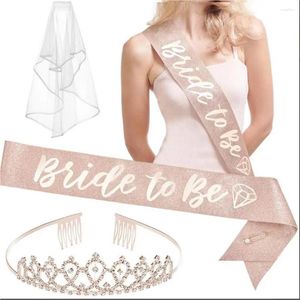 Party Decoration Bride to Veil Satin Sash Hairband Down Night Night Demoud Hen Bachelorette Femmes Headwear Styling Tools Set 2