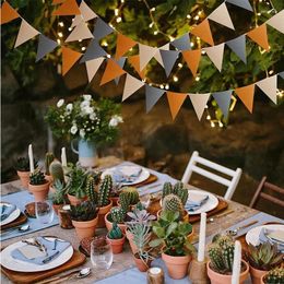 Décoration de fête Brown Grey Felt Banner Triangle Flags suspendus pour le fanage d'anniversaire Forest Forest Wild Safari Garlands décorations