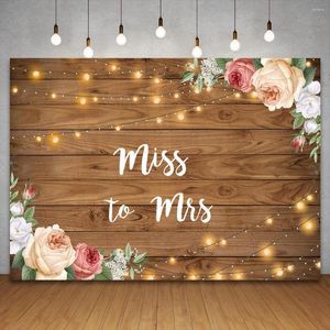 Fête Décoration Brun Bois Plancher Fleur Mur Pographie Toile De Fond Bébé Douche De Mariage De Mariée Nom Personnalisé Fond Pour Anniversaire Bannière