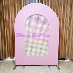 Venta de paquetes de decoración de fiesta 2 soportes con una cubierta y 21 paneles telón de fondo de pared brillante para el fondo de su evento de boda