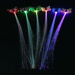 Décoration de fête Papillon LED Fiber Optique S'allume Clignotant Cheveux Flash Barrettes Clip tresses Fête De Noël Fournitures