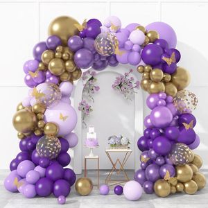 Party Decoration Purfly Purple Balon Garland Arch Kit Joyeux anniversaire Décor Kids Baby Shower Latex Ballon Chaîne de mariage Supplies