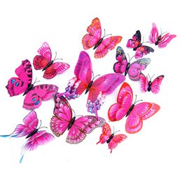 Décoration de fête décoration murale papillon 24 / autocollants papillons 3D pour décorations avec aimantsviolet 24 livraison directe 2022 Yydhhome Ambpt