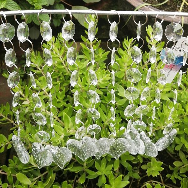 Decoración de fiesta Camal 16.3 cm 60 unids Guirnalda Acrílico Cristal Punto Corazón Colgante W / Octágono Cadena Cadena Cadena Lámpara Lámpara Cortina Boda