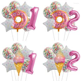 Décoration de fête bonbons crème glacée beignet rose sucette ballons en aluminium 32 pouces 0-9 numéro ensemble filles décorations d'anniversaire bébé douche