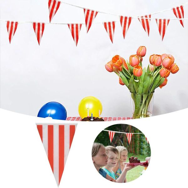 Decoración de fiesta Carnaval Circo Decoraciones Suministros Bunting Banner Banderín rojo y blanco Dos globos rápidos 260s