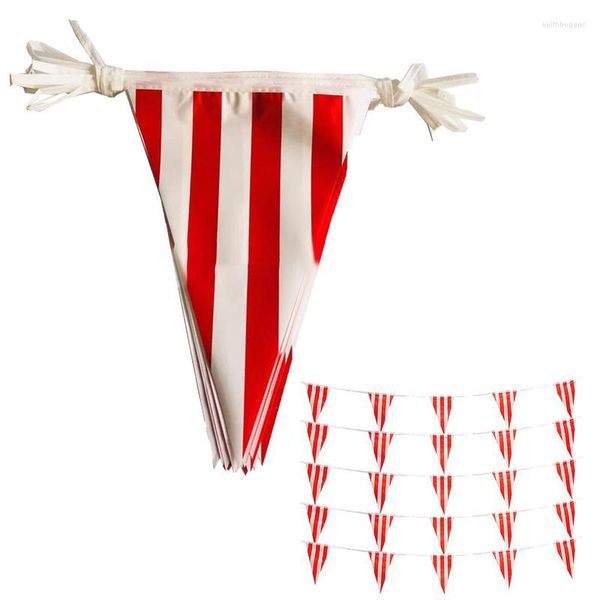 Fête Décoration Carnaval Cirque Fanion Bannière Rouge Et Blanc Bruant Drapeau Rayé Triangle Drapeaux Pour