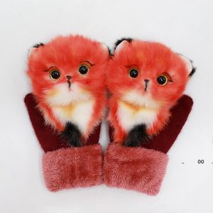 Décoration de fête Gants en peluche pour animaux de dessin animé Gants tricotés chauds d'hiver 28cm Convient aux enfants plus âgés et aux femmes LLD11653