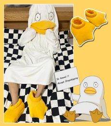 Carton de décoration de fête Elizabeth Duck Pajamas Flanelle Sac de couchage Couverture Couccée à capuche drôle Halloween Birthday Cosplay Costu6452305