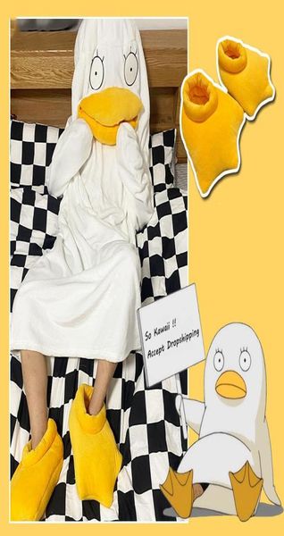 Carton de décoration de fête Elizabeth Duck Pajamas Flanelle Sac de couchage Couverture Disons drôles Vêtements Halloween Birthday Cosplay Costu6098751