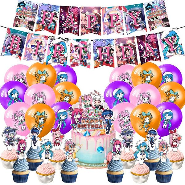 Décoration de fête dessin animé Gacha Life thème anniversaire bébé douche enfants jetables Gachapon bannières décoration de gâteau Globos SupplyParty