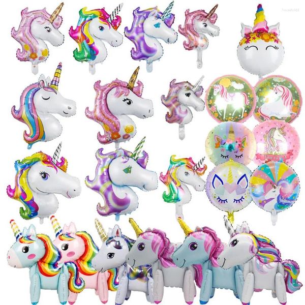 Decoración de fiesta Dibujos animados Unicornio Tema Película de aluminio Globo Cumpleaños Niña Baby Shower