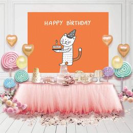 Fête décoration dessins animés toile de fond Po Studio accessoires Pographie fond enfants bébé joyeux anniversaire scène