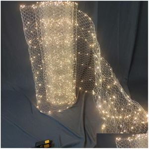 Feestdecoratie Plafond Centerpieces Led-draadgaas Lichtslinger Ster Netto Rijstlamp Venster El Ornament Drop Delivery Huis Tuin Fes Otix3