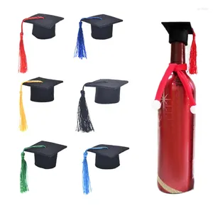 Party Decoration Champagne Wine Bottle Cover Decor Graduation Graduation Bachelor Cap Ornement Beer 10pcs Set