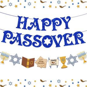 Décoration de fête Cheereveal Happy Pessah Bannière Décorations de vacances juives de Pessa'h Guirlande de banderoles pour décor de cheminée d'intérieur