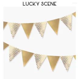 Feestdecoratie Chevron Metallic Gouden Vlag Banner Golfpatronen Wimpel Gors Garland Voor Bruiloft Baby Verjaardag Jubileum S00165