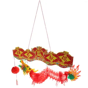 Guirlande en papier suspendue de l'année du Dragon chinois, décorations 3D, lanterne en tissu, ornement du Festival de printemps, jouets Feng Shui