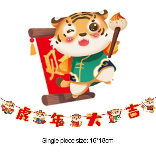 Decoración de fiesta Festival de primavera chino Tire de la bandera Letra de papel Decoraciones rojas largas para el año del hogar 2022 Adorno Adornos de puerta Fiesta