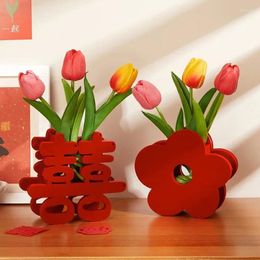 Feestdecoratie Chinese Bruiloft Decor Desktop Ornament Dubbel Geluk Ideeën Kamer 3d Staande Bloemen Mariage Supplies